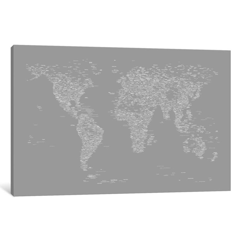 Font World Map by Michael Tompsett - Print on Canvas, No Frame, 66.04 cm H x 45.72 cm W x 3.175 cm D