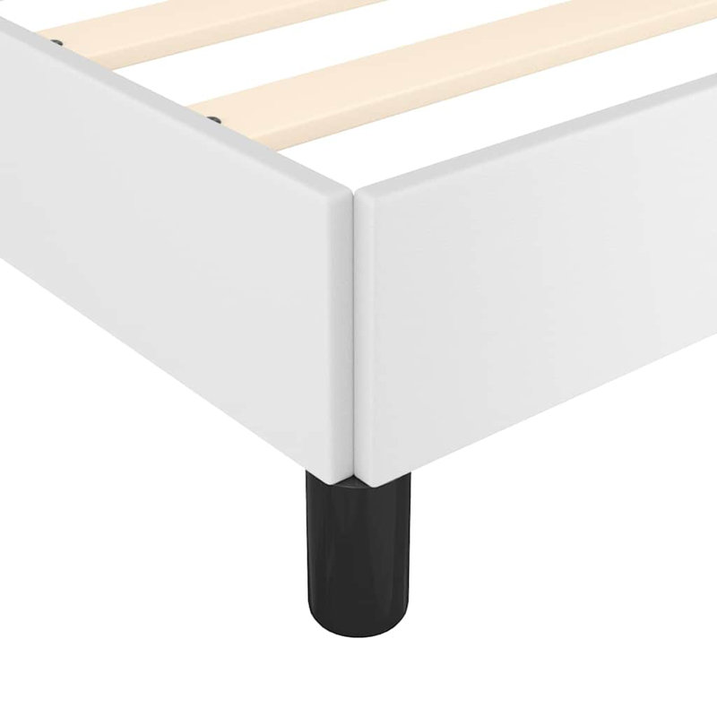 Singhai vidaXL Platform Bed Frame, Slats Support, No Mattress, Faux Leather, White, Queen