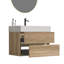 Meuble-lavabo de salle de bain avec finition chêne, fixation murale à double tiroir, revêtement E0, conception silencieuse, poignée dissimulée-796708042