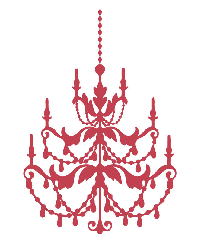 Décalcomanie murale lustre française, Rouge Dahlia, H 24 po x l 16 po x P 0,01 po
