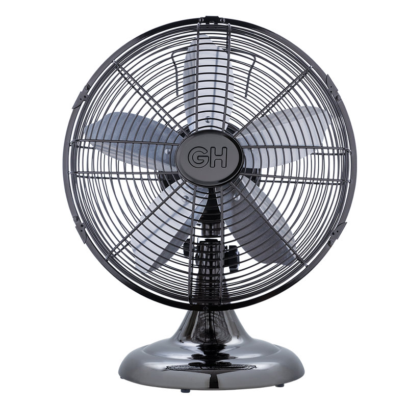 Midnight Chrome 12" Retro Oscillating Pedestal Fan with Three Speed