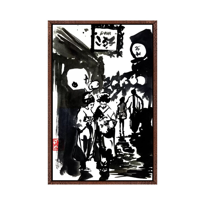 Edo by Péchane - Print on Canvas, 101.6 cm H x 66.04 cm W, Classic Brown Wood Framed