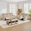 Ensemble de canapé inclinable manuel en tissu doux 2 pièces, canapé inclinable 3 places et causeuse 2 places avec console de rangement centrale, mobilier de cinéma maison inclinable pour salon, appartement et sous-sol-1328217190