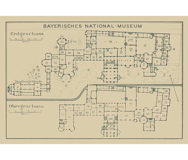 Art sur toile tendue Trent Austin Design® Baedeker: Musée national bavarois, Allemagne - Baedeker, 1914