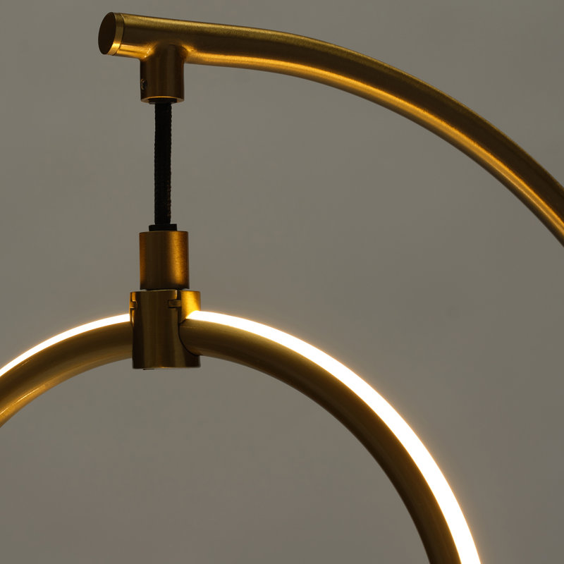 Brass Arc LED Floor Lamp with 3-Way Touch Switch