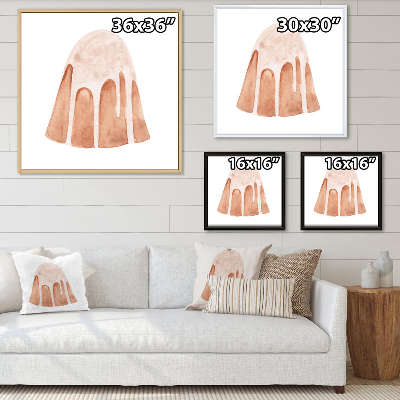 Gâteau de Pâques sur blanc - peinture sur toile, H 16 po x l 16 po x P 1 po, Cadre flottant noir
