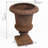 21.3" H Rustic Brown Urn Planter, Pedestal Outdoor Indoor Decorative Flower Pot