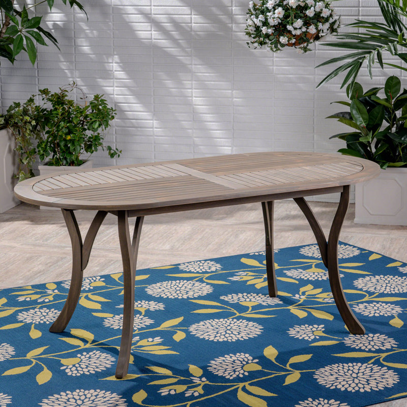 70" Acacia Wood Patio Dining Table, Gray