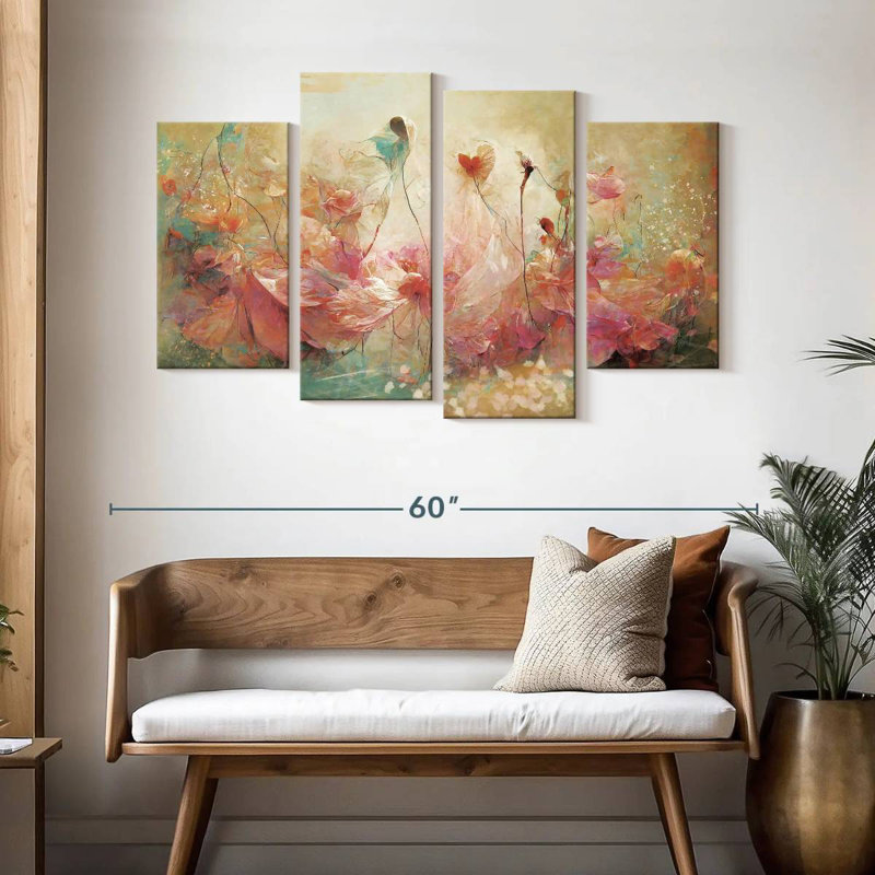 Fleurs éthérées abstraites Avery, H 32 po x l 52 po