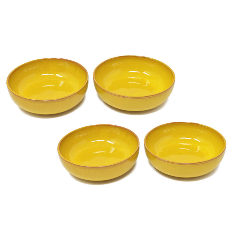 Selena - Shallow Bowl 14cm - Blue - Set Of 4, Yellow