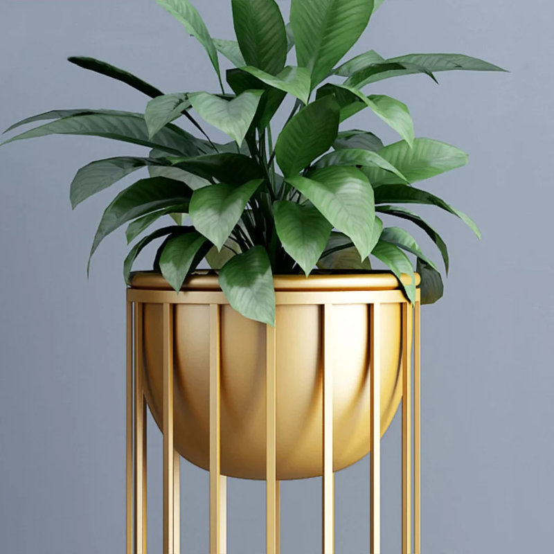 Pot d'intérieur 23,6 po avec support en métal doré pour le salon