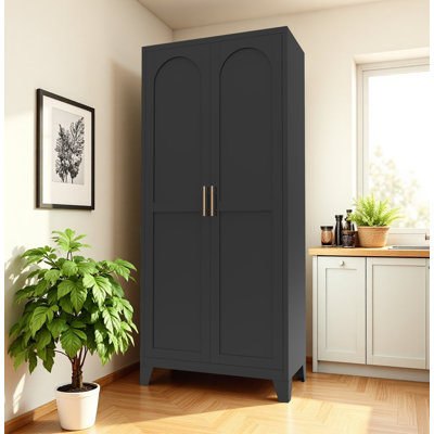 Arched door cabinet, metal storage cabinet with door and adjustable shelves, suitable for bedrooms, living rooms and kitchens