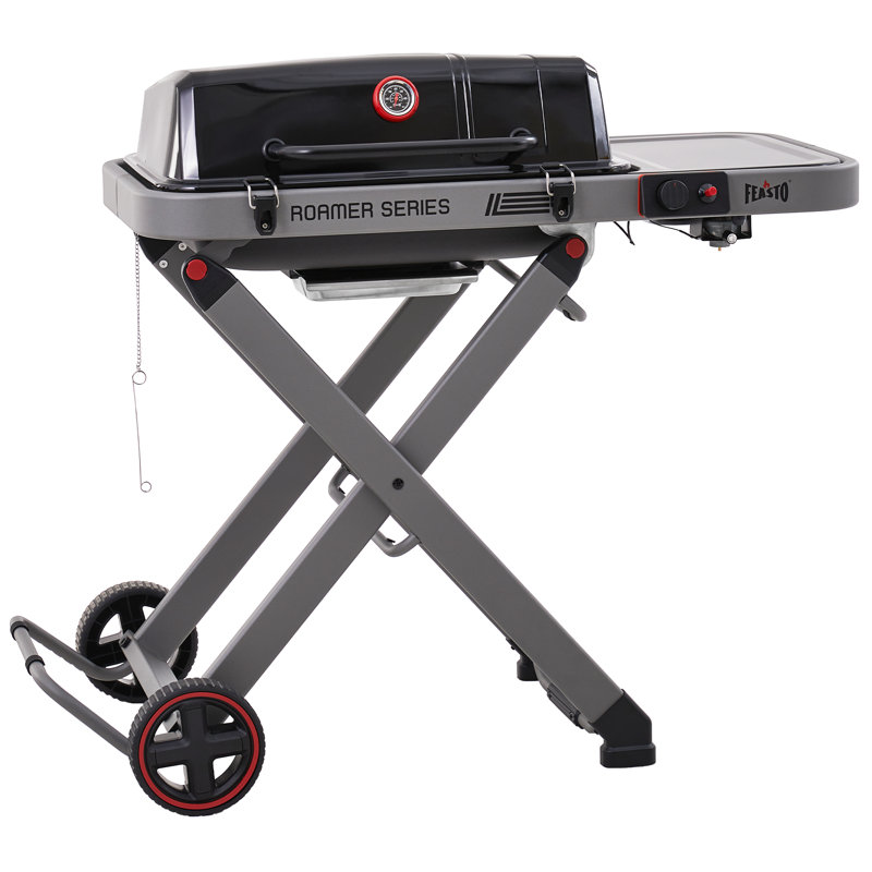 Feasto 360 sq.in Rectangular Burner Propane Gas Grill, Foldable Grill with Foldable Cart on Wheels for Outdoor Cooking, Camping & Tailgating, Black