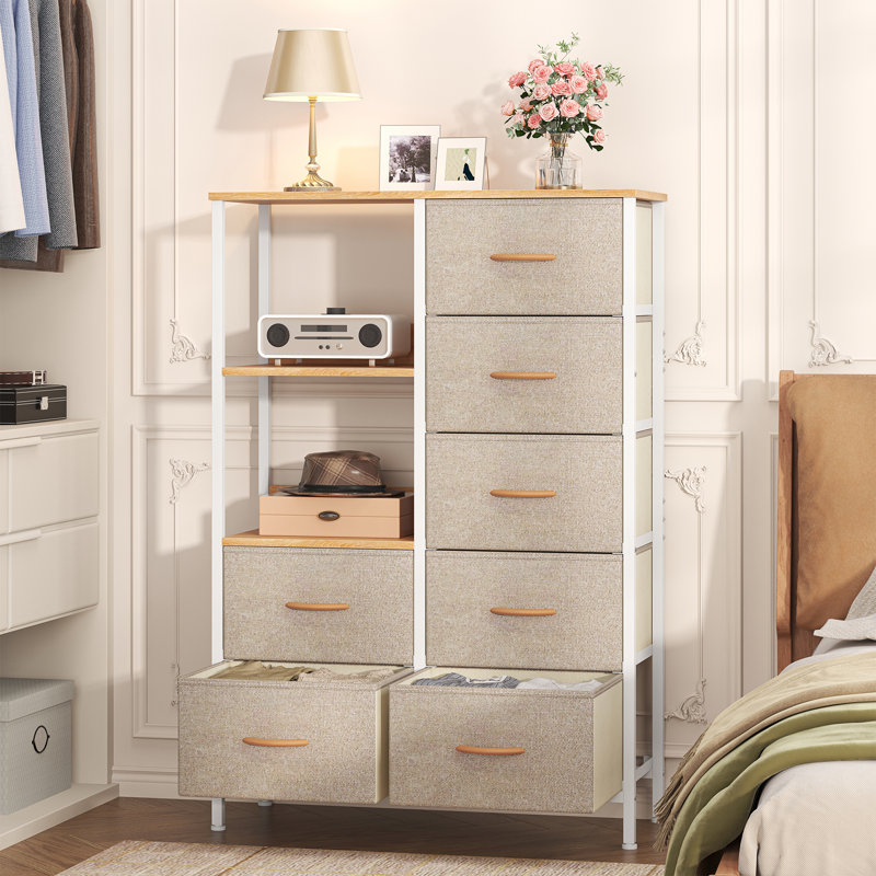 30 cm W Chest of 7 Drawers, Beige