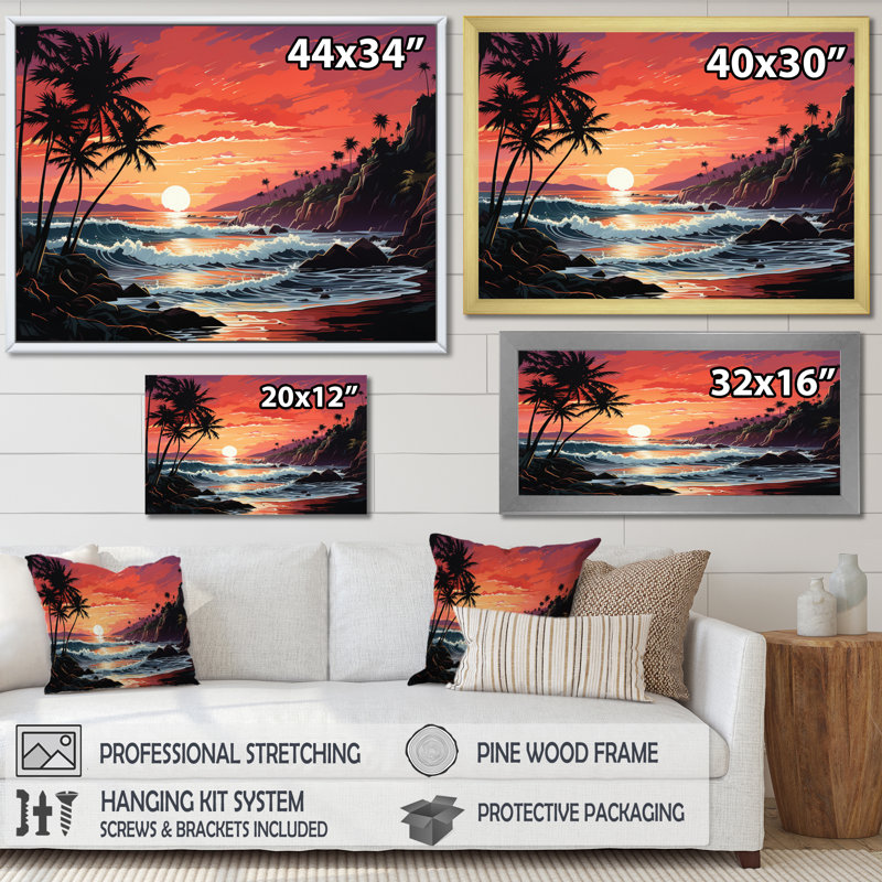«Allivia Beach Tropical Vibes XV», reproduction sur toile, H 30 po x l 40 po x P 1,5 po, Cadre simple argenté