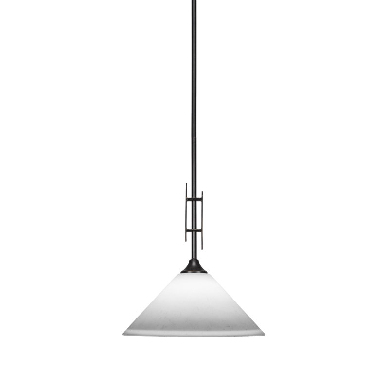 Mini-luminaire suspendu avec tige en forme de granit foncé Uptowne avec verre à bulles transparent de 10 po, Blanc