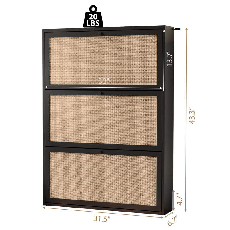 24 Pair Shoe Storage Cabinet, Black