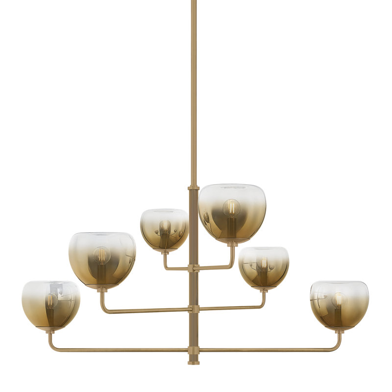 Troy Lighting August Chandelier in Patina Brass, 17.25" H x 34" W x 34" D, 6 Lights