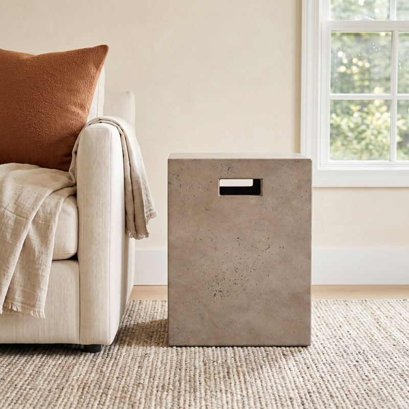 Kareen Concrete Accent Stool, Dark Gray
