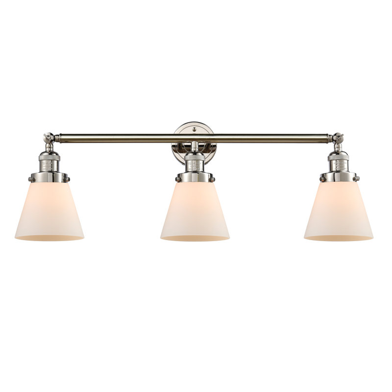 Andrews 3 - Light Dimmable Vanity Light, Matte White, Satin Gold, 6 Watt Vinage LED Bulb