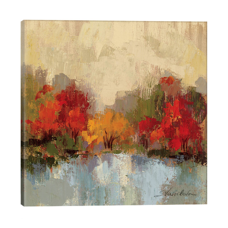 Fall Riverside I by Silvia Vassileva - Wrapped Canvas Painting, 45.72 cm H x 45.72 cm W x 1.91 cm D