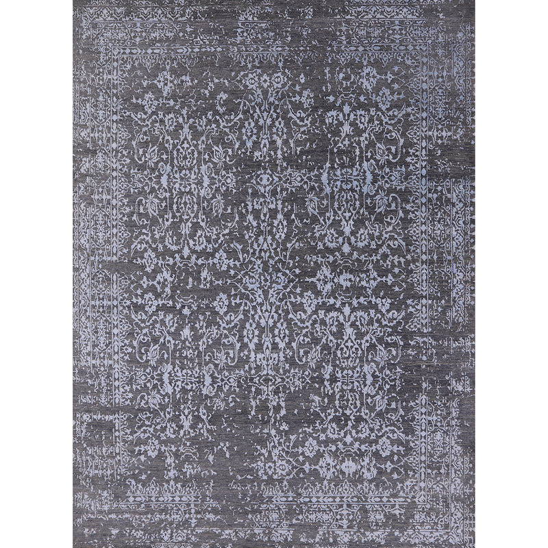 Tapis oriental bleu / gris Hamersville, Rond 5 pi