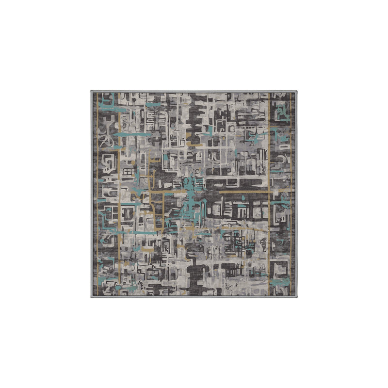 Tapis gris soyeux et moelleux, Carré 6 pi