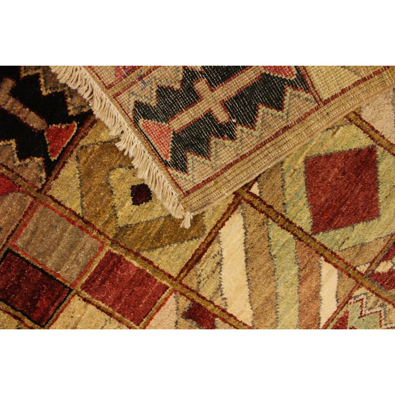 Tapis brun clair / rouge en laine noué à la main 3 pi x 5 pi 2 po Abramowitz