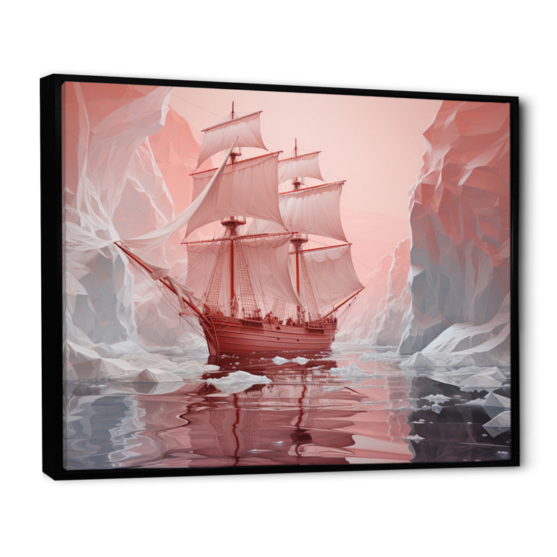 " Pink 0 Iceberg Frozen Wonder ", H 30 po x l 40 po, Cadre flottant noir