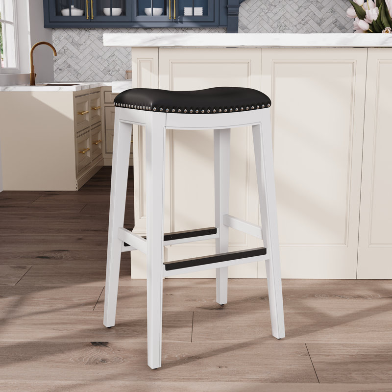 Tabouret Elowen, Blanc/Noir, Tabouret de bar (siège d'une hauteur de 30 po)