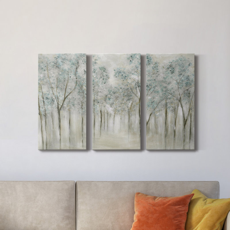 «Neutral Spring», peinture sur toile tendue 3 pièces, H 12 po x l 24 po x P 1 po