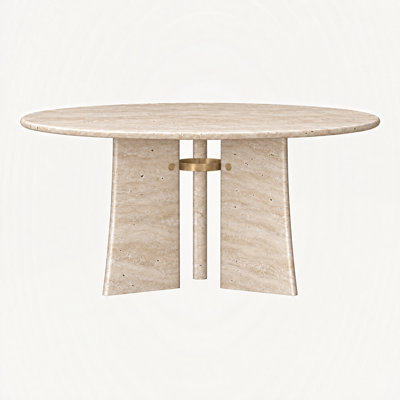 Balado 48-inch Round Travertine Dining Table