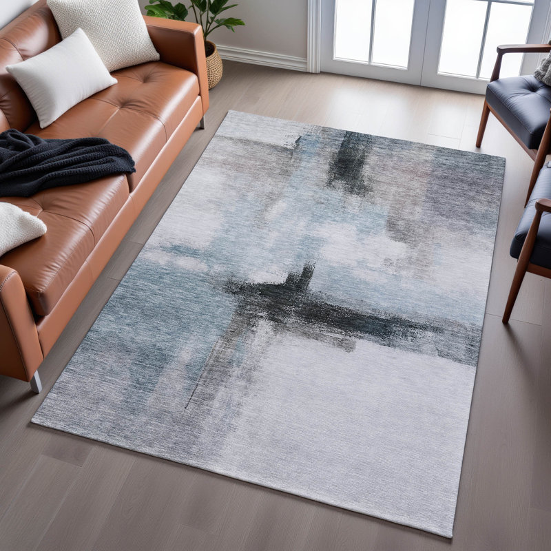 Premium Machine Washable Wayne AMF1097 Modern Rug, Rectangle 8' x 10'