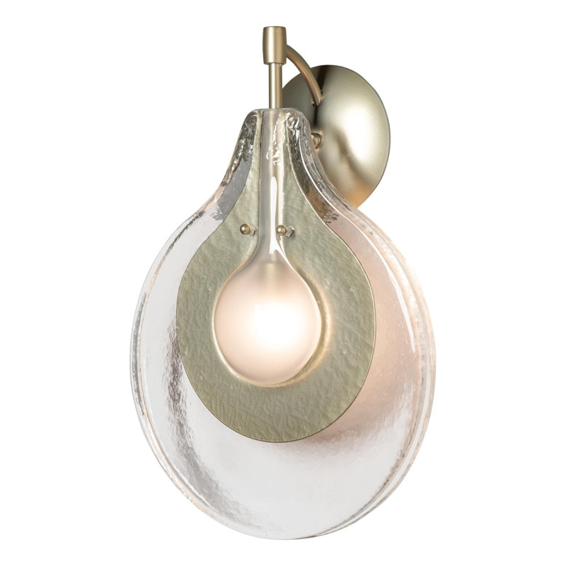 Applique Veneto - verre transparent avec abat-jour givré, Bronze frotté à l'huile