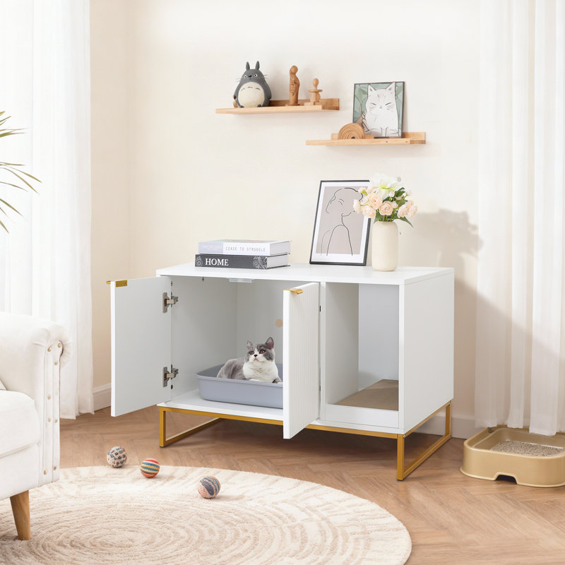 Ensemble de litière pour chat 32 po 32 po, Blanc