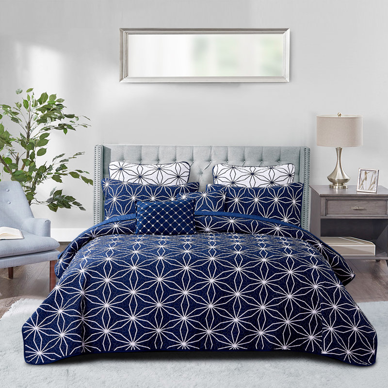 Ensemble de courtepointes en microfibre 7 pièces Memphis, Grand lit