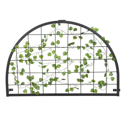 Wall Mounted Garden Trellis – Black Metal Climbing Plant Support Panels with Vintage Design, Set of 2