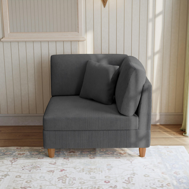 Fauteuil rembourré en velours côtelé gris Seemab, Gris