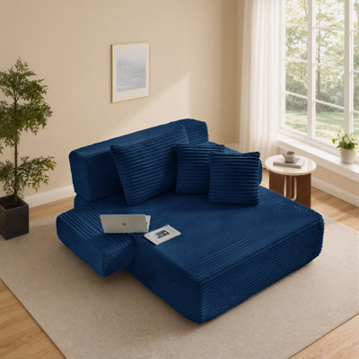 Chaise longue, méridienne 2 en 1 désossée d'intérieur, canapé-lit convertible en lit, fauteuil de lecture en velours côtelé, siège profond, canapé nuage avec large accoudoirs, poche latérale