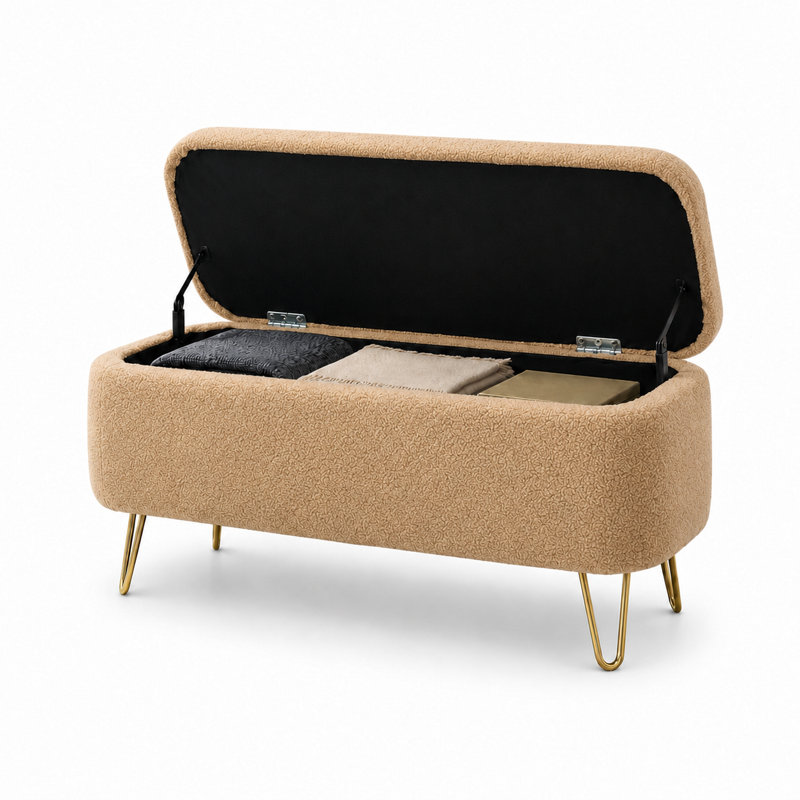 Banc de rangement avec repose-pieds Toleen , Chameau