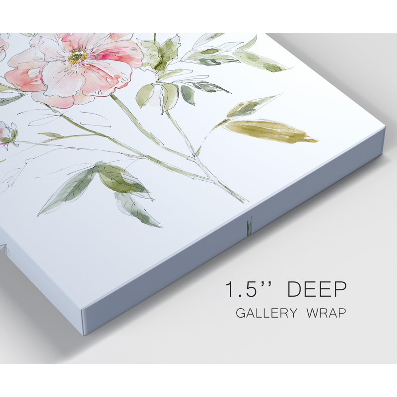 Carnet de croquis «Cottage Rose I», ensemble de 2 reproductions d'art, Pas de tapis, H 12 po x l 16 po x P 1 po, Toile tendue