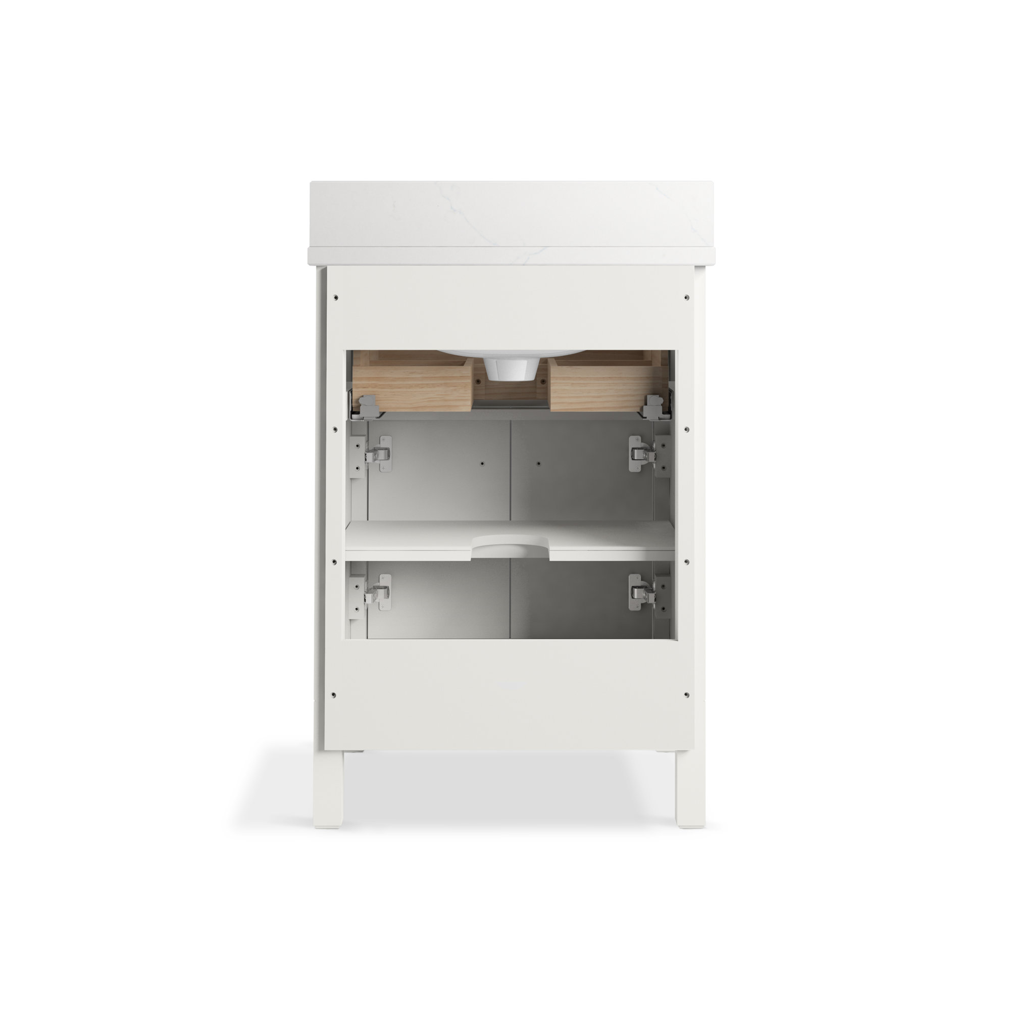 Malin By Studio McGee Bathroom Vanity Cabinet With Sink And Quartz Top, White, Polished Nickel, 24"