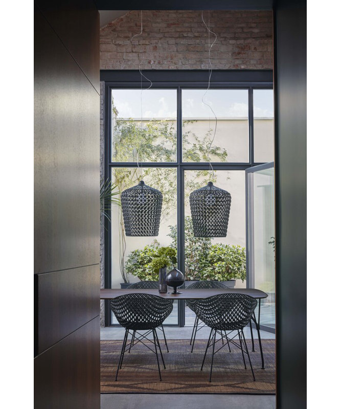Elegant Kabuki Black Crystal LED Suspension Pendant