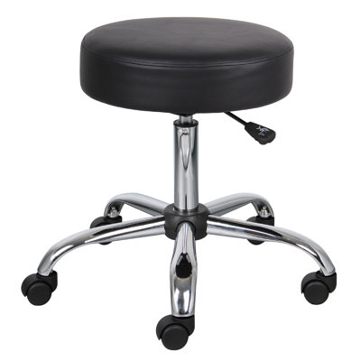 Fea Medical Swivel Stool, Round Padded Seat, Rolling Chrome Base by Benjara