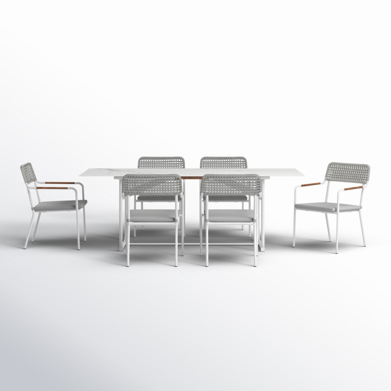 Dean 6 - Person Patio Dining Set with Extendable Square Table , Cushions Included