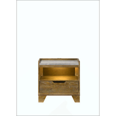Light Aspen Nightstand With LED Lighting And USB Port, Perfect For Modern Bedrooms And Convenient Charging