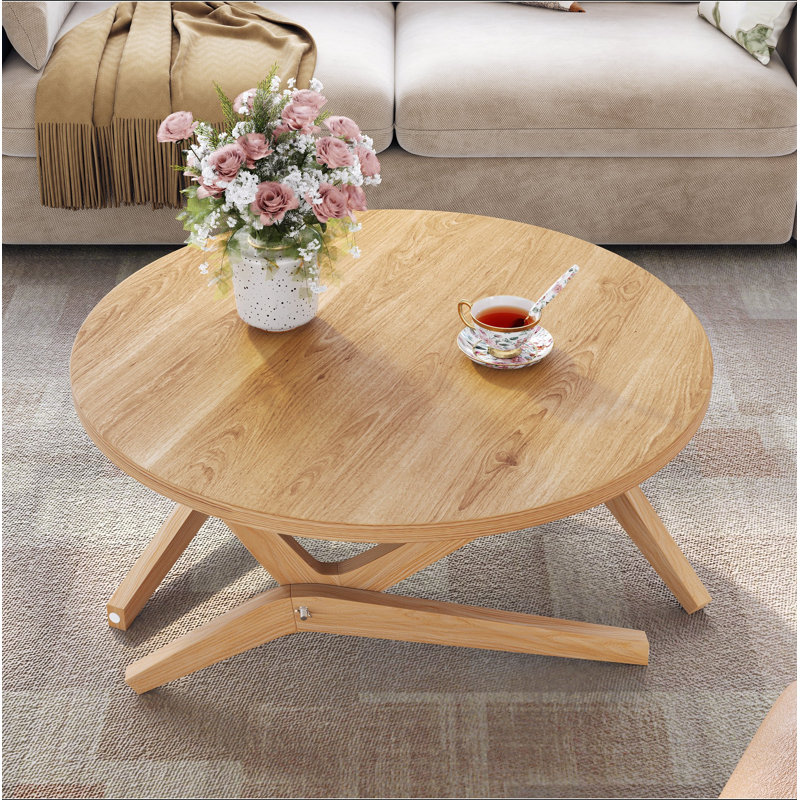 Table basse ronde 2 en 1 avec hauteur réglable, 16,5 po pour table basse, 29,5 po pour table basse, bois massif