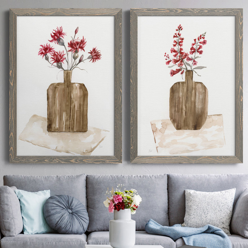 Simply Country I - Ensemble de 2 peintures sur toiles encadrées, H 31,5 po x l 47 po x P 1,5 po, Encadré gris