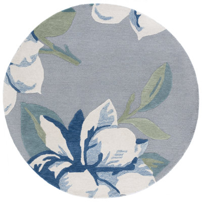 Jardin 403 Hand Tufted Wool/Cotton Floral Rug in Gray/Ivory