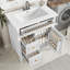 Meuble-lavabo polyvalent avec plusieurs tiroirs et tablettes-109842187
